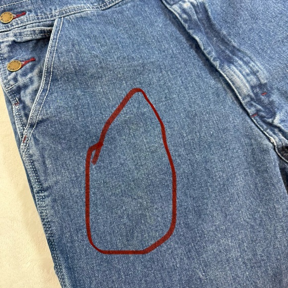 HISEA Bib Overalls Mens 34X32 Blue Denim Carpenter Hammer Loop Workwear Utility - Picture 14 of 14